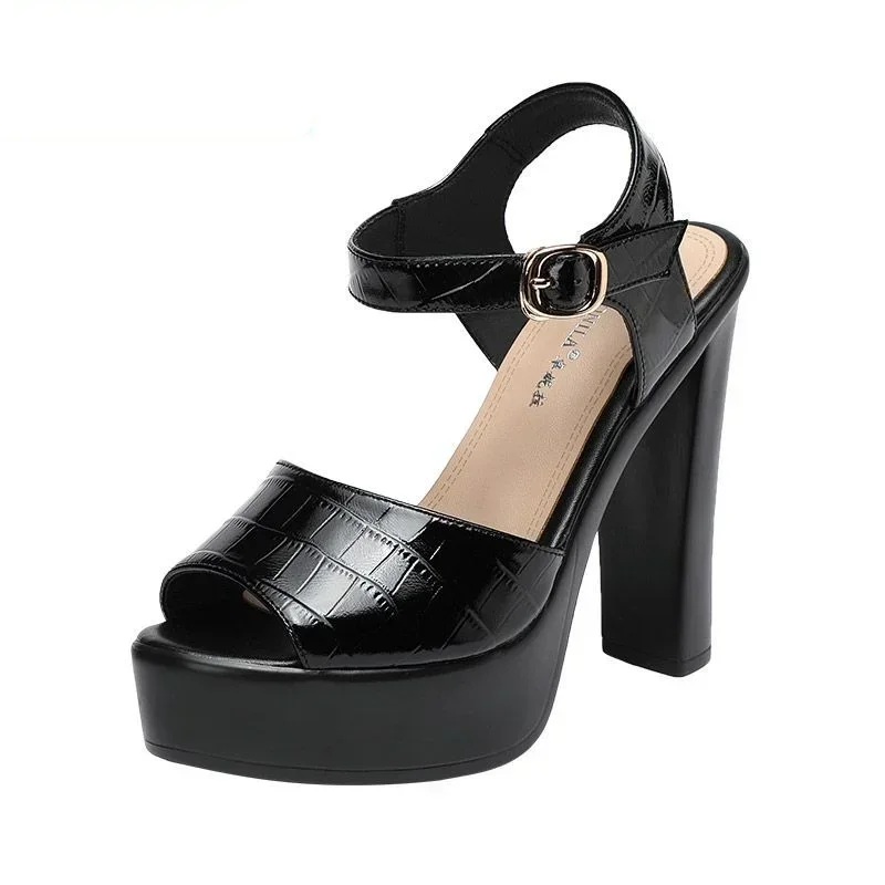 Women Shoes Model - 10cm 13cm Fashion Genuine Leather Sandals