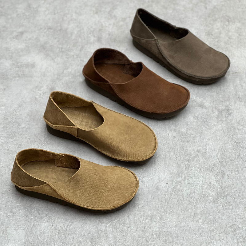 Women's 2 Ways Wear Genuine Le - Loafer Flat Women 评论和价格