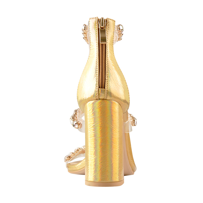 Onlymaker Women Gold Rhineston - Clear Strap Heel 评论和价格