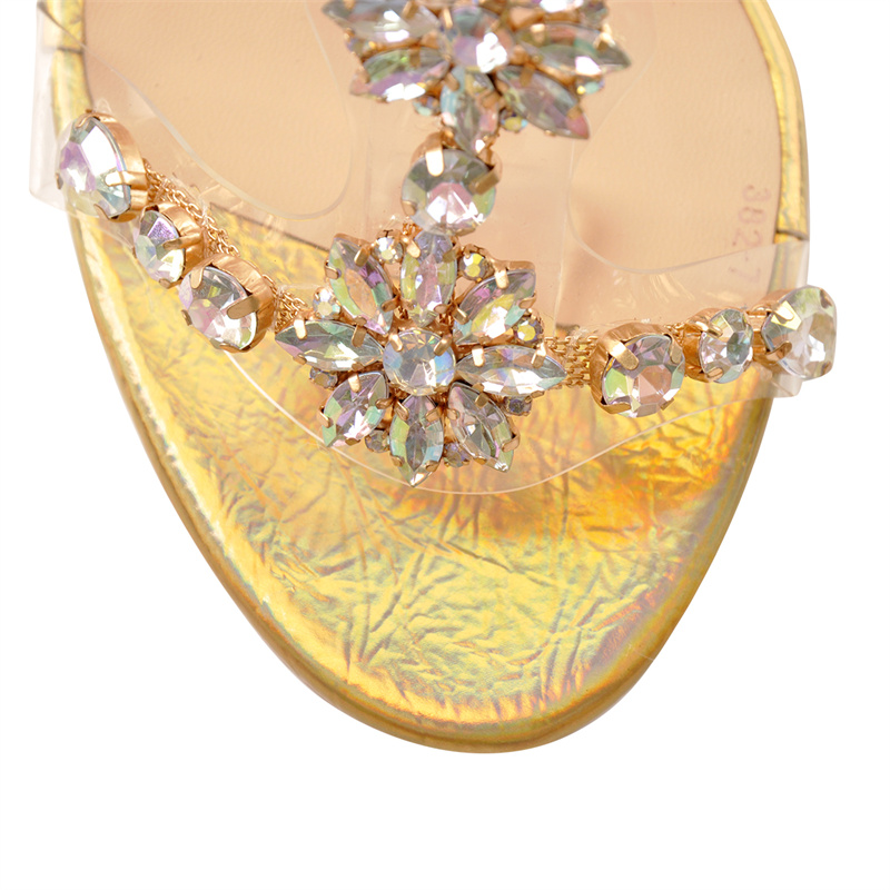 Onlymaker Women Gold Rhineston - Clear Strap Heel 评论和价格