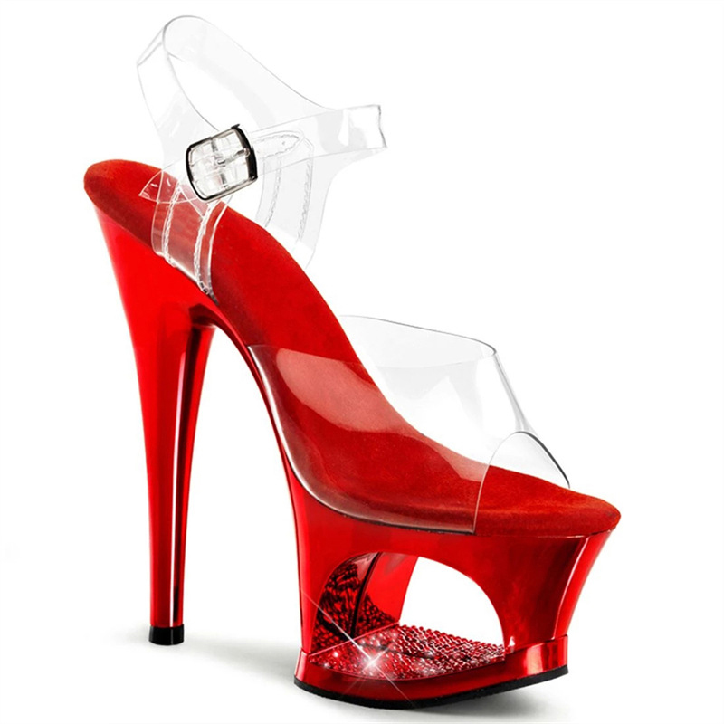 Pink Hollow Out Platform Stile - Clear Strap Heel 评论和价格