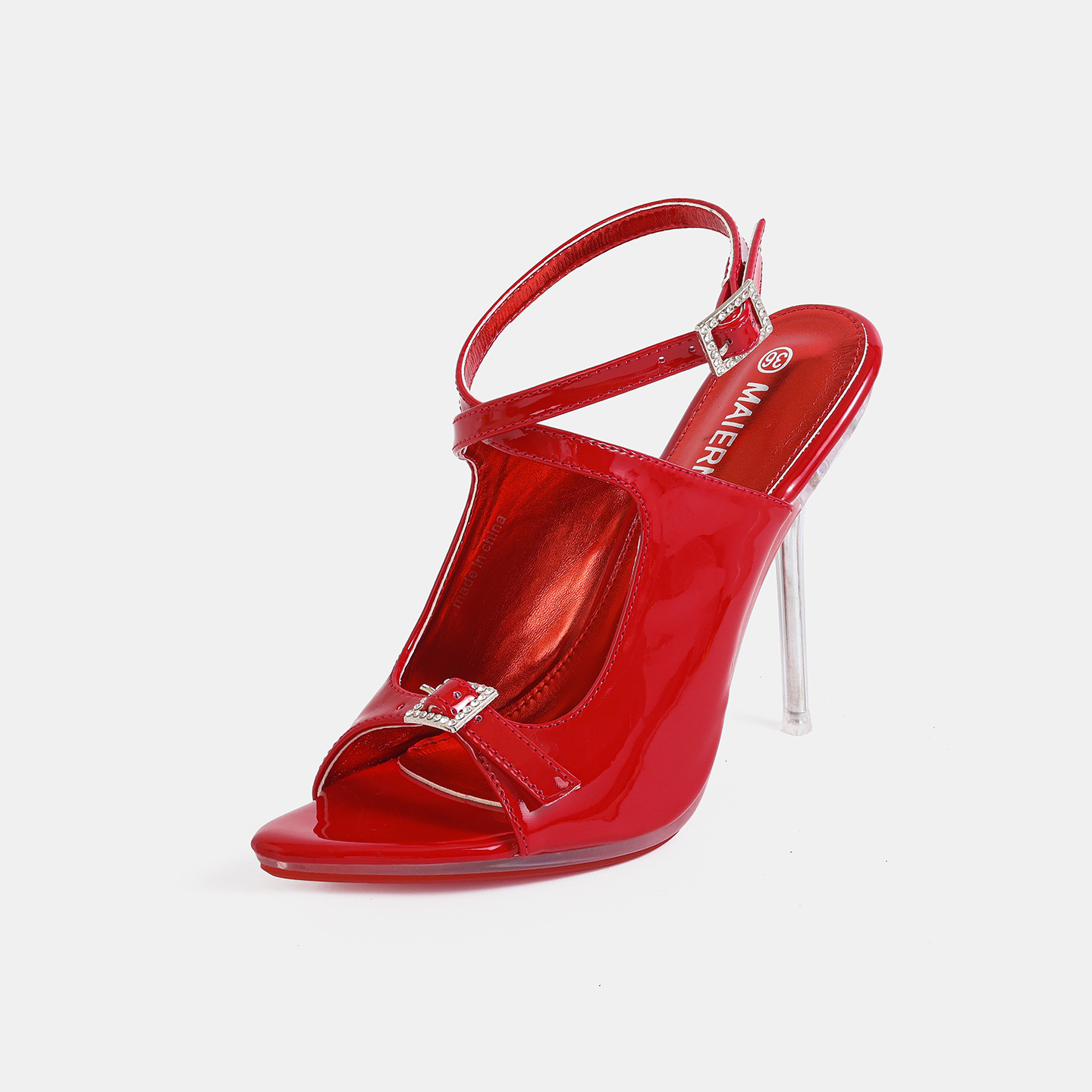 Fashion Buckle Strap Women Hol - Clear Strap Heel 评论和价格