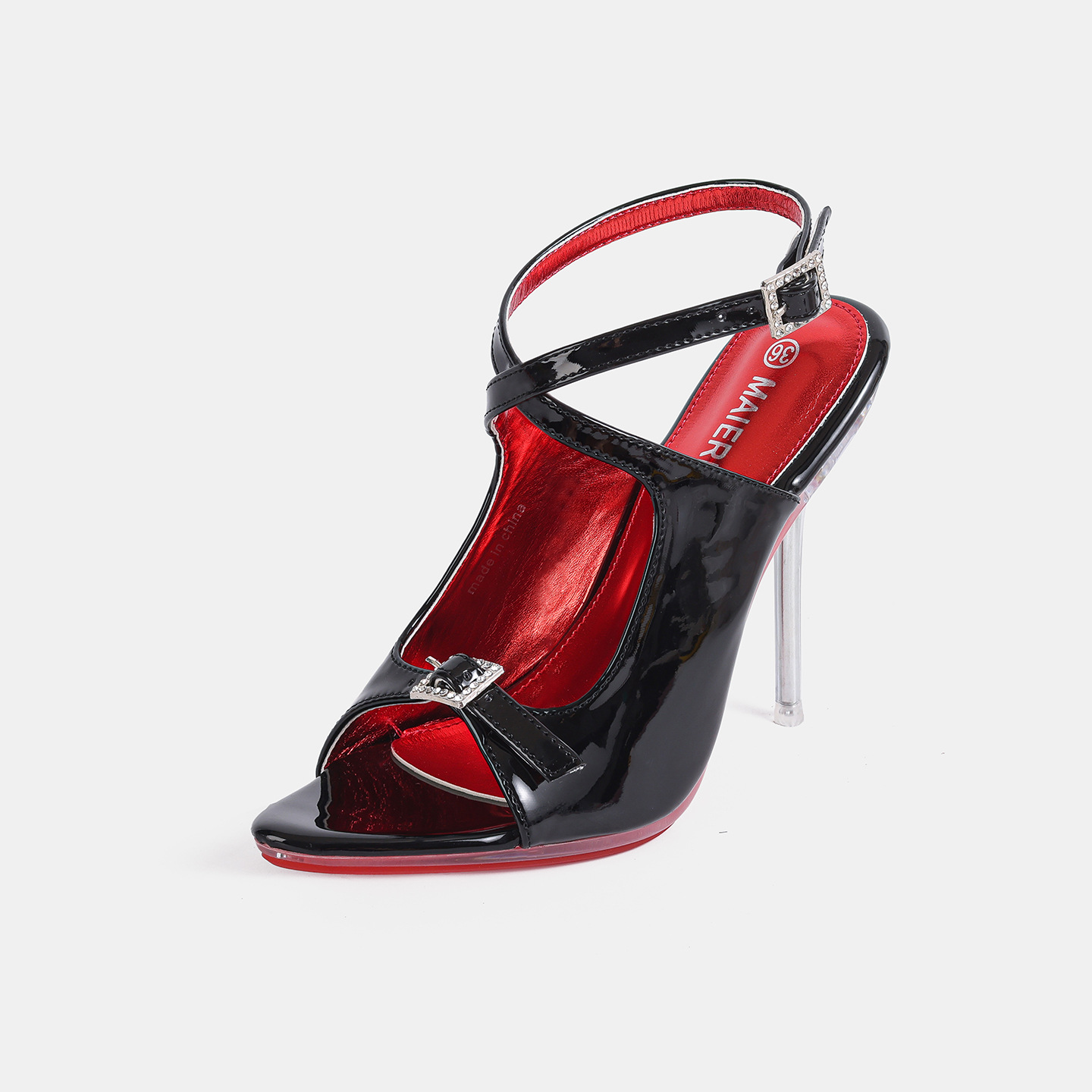 Fashion Buckle Strap Women Hol - Clear Strap Heel 评论和价格