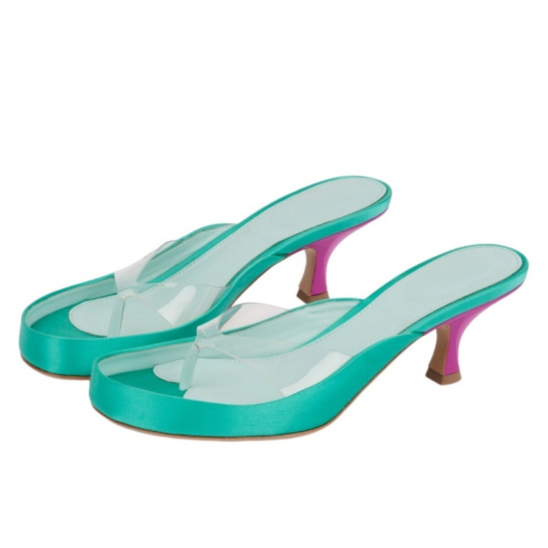 Clear Pvc Strap Thong Cat Heel - Clear Strap Heel 评论和价格