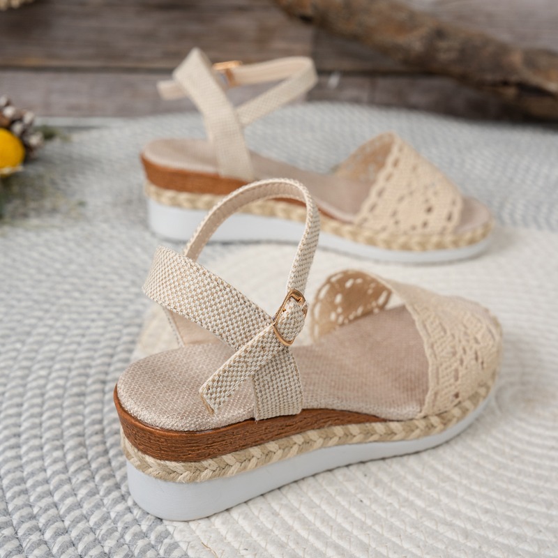 Women Lace Wedge Sandals Espad - Espadrille Wedge Shoes 评论和价格