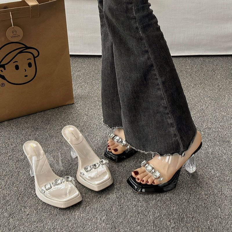 Women One Strap Sandals Summer - Clear Strap Heel 评论和价格