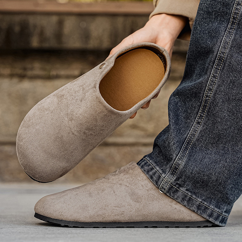 Men Suede Leather Slippers Mul - Women'S Shoes With Arch Support 评论和价格
