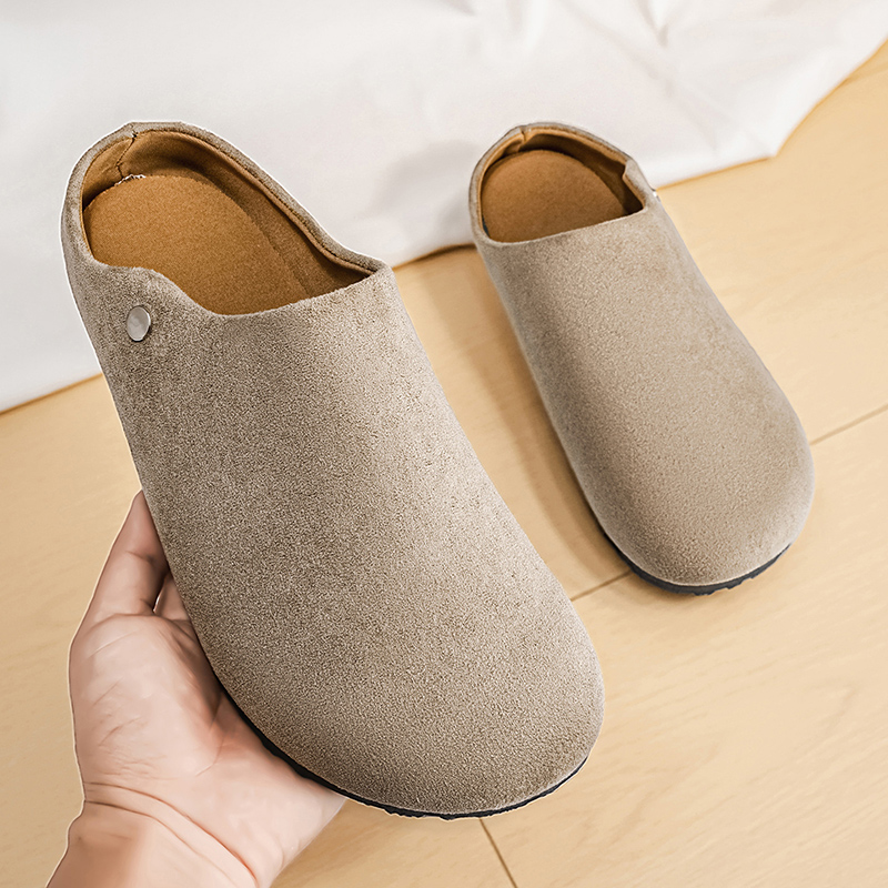 Men Suede Leather Slippers Mul - Women'S Shoes With Arch Support 评论和价格