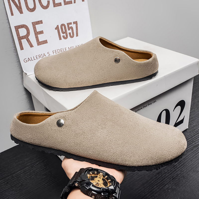 Men Suede Leather Slippers Mul - Women'S Shoes With Arch Support 评论和价格