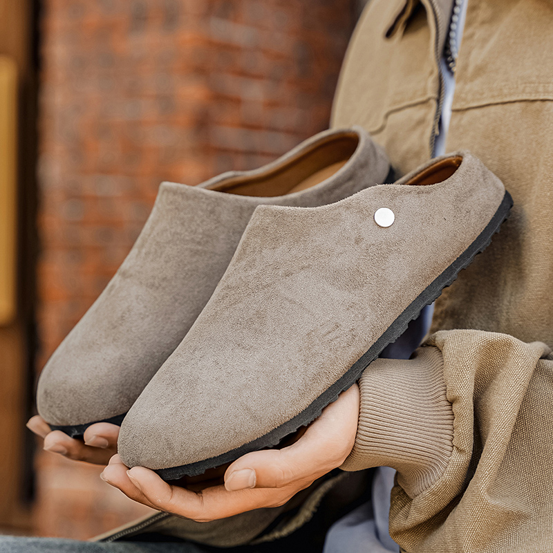 Men Suede Leather Slippers Mul - Women'S Shoes With Arch Support 评论和价格