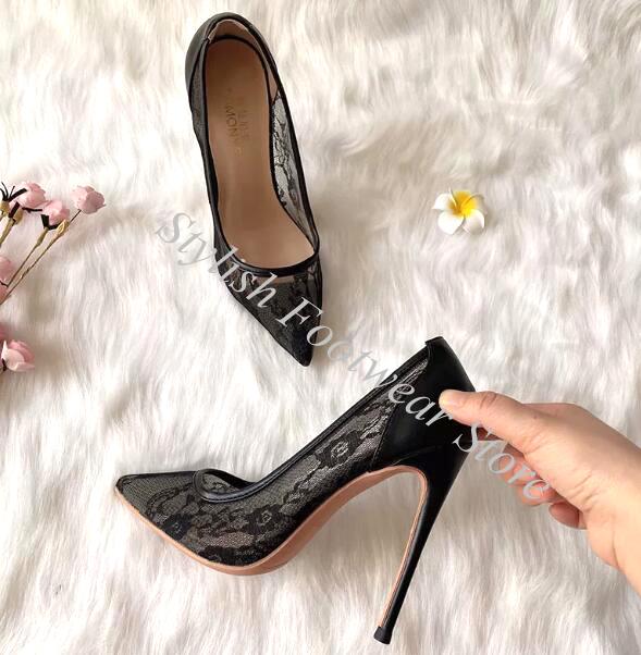 Sexy Black Flower Lace Patchwo - Women'S Shoes In Size 12 评论和价格
