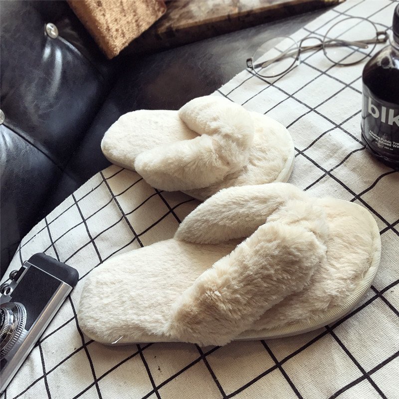 Cross Warm Fluffy Furry Slippe - Women'S Shoes For Fall 评论和价格
