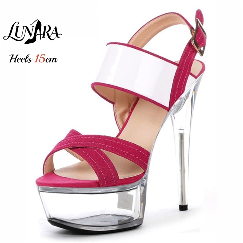15cm/6Inch Clear Platform Stil - Clear Strap Heel 评论和价格