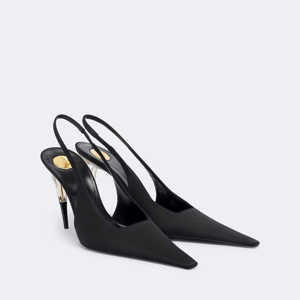 Women Satin Pointed‑Toe Stilet - Clear Strap Heel 评论和价格