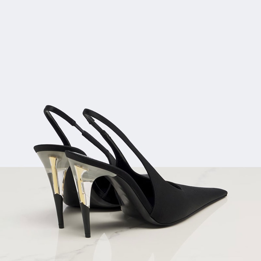 Women Satin Pointed‑Toe Stilet - Clear Strap Heel 评论和价格