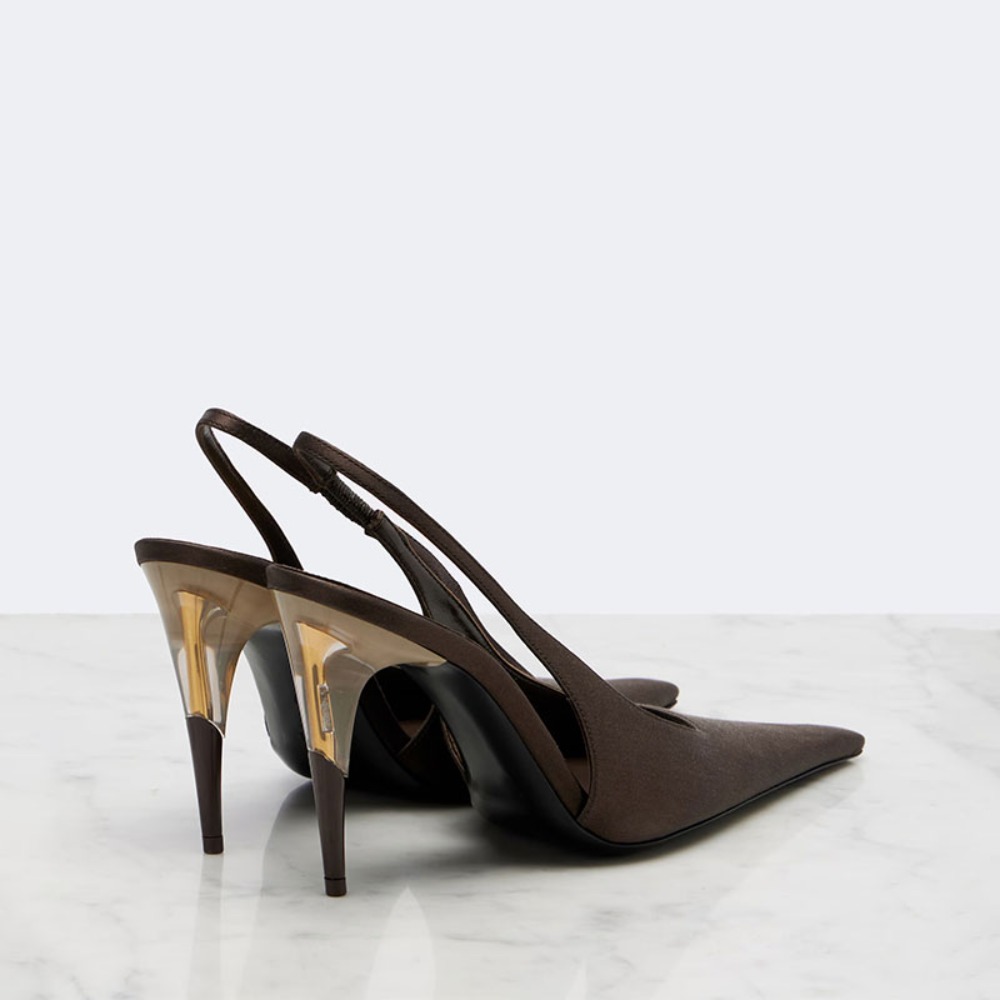 Women Satin Pointed‑Toe Stilet - Clear Strap Heel 评论和价格