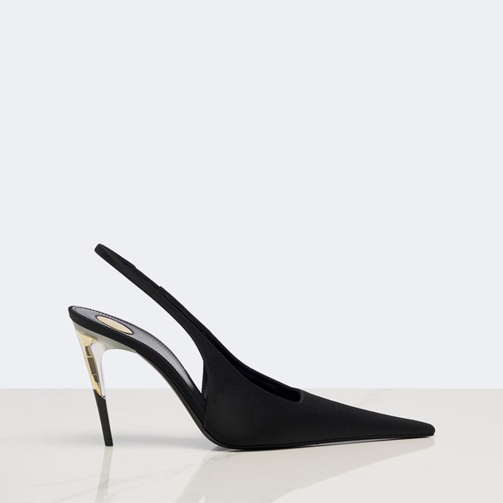 Women Satin Pointed‑Toe Stilet - Clear Strap Heel 评论和价格