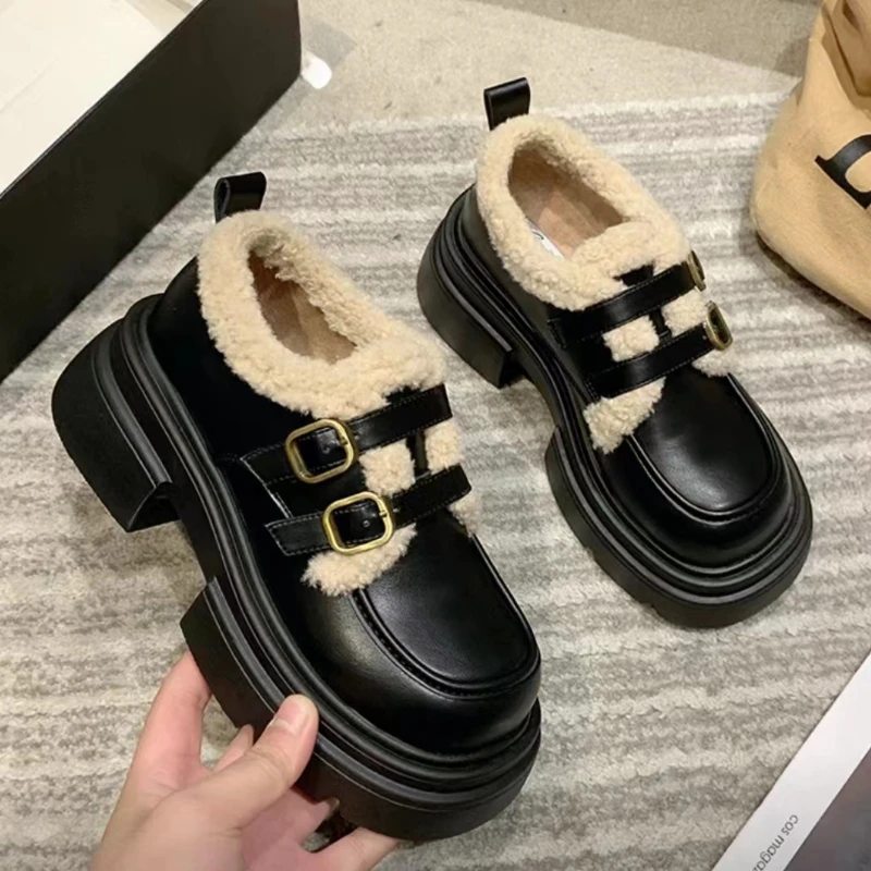 Winter British Style Small Lea - Women Shoes Winter 评论和价格