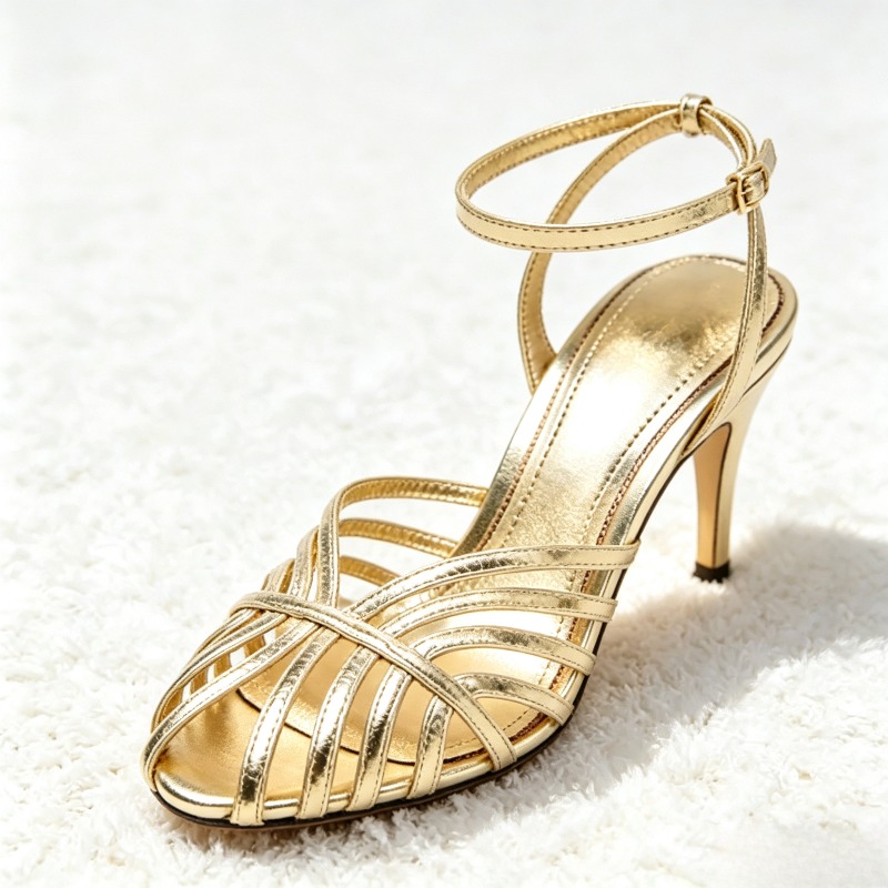 Sexy Gold Hollow Narrow Band H - Women Shoes Model 评论和价格