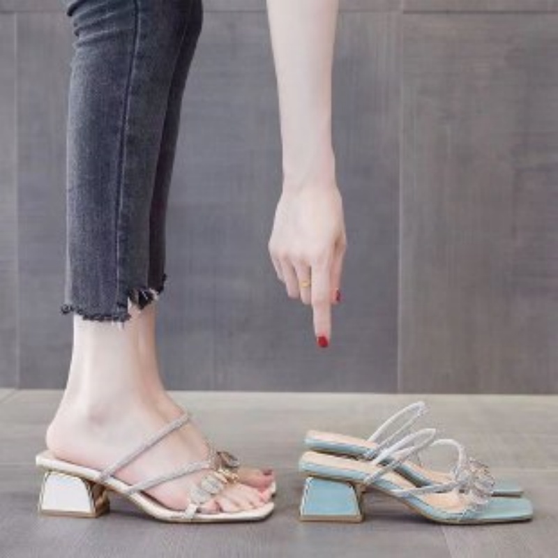 Women Summer Rhinestone Clear  - Clear Strap Heel 评论和价格