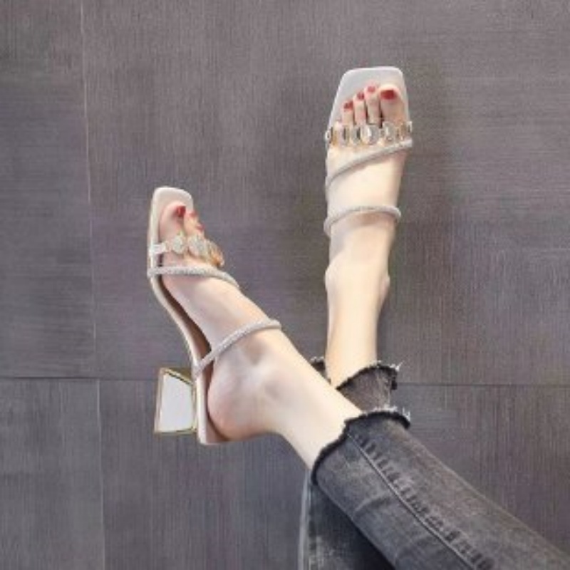 Women Summer Rhinestone Clear  - Clear Strap Heel 评论和价格