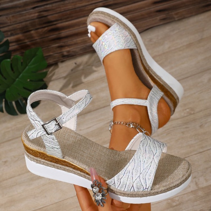 Wedge Sandals for Women White  - Espadrille Wedge Shoes 评论和价格